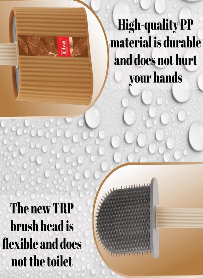 Nabhya Silicone Toilet Brush Anti-Drip Set,Toilet Bowl Cleaner Brush for Bathroom, No-Slip Long Handle (Beige) - Image 3